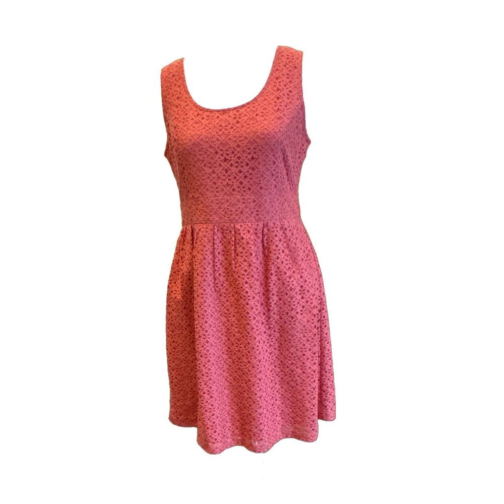 LOFT Petites Pink Lace A-Line Dress Lined Sleeveless Zip Back Size 6P